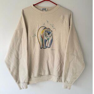 90s vintage polar bear winter animal graphic cotton crewneck pullover sweatshirt
